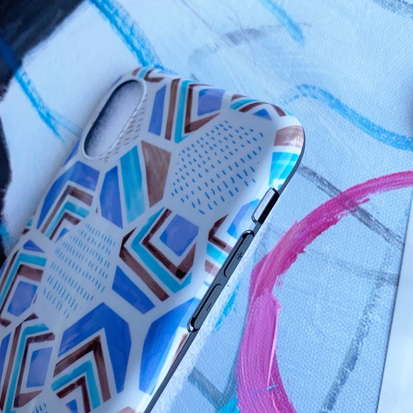 iPhone 6 Case Blue White Abstract Geometric Print Cover NEW - Picture 2 of 7